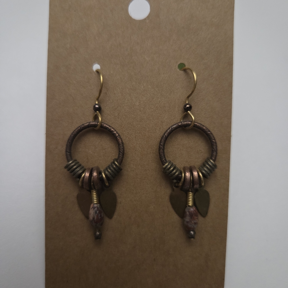 New! Elegant Gold and Brown Hoop Earrings